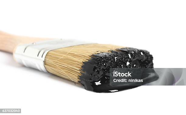 Large Paint Brush With A Wooden Handle Stock Photo - Download Image Now -  Animal Hair, Bristle - Animal Part, Bristle - Brush Part - iStock