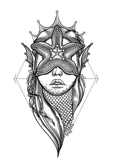 Vector illustration of Graphic mermaid head