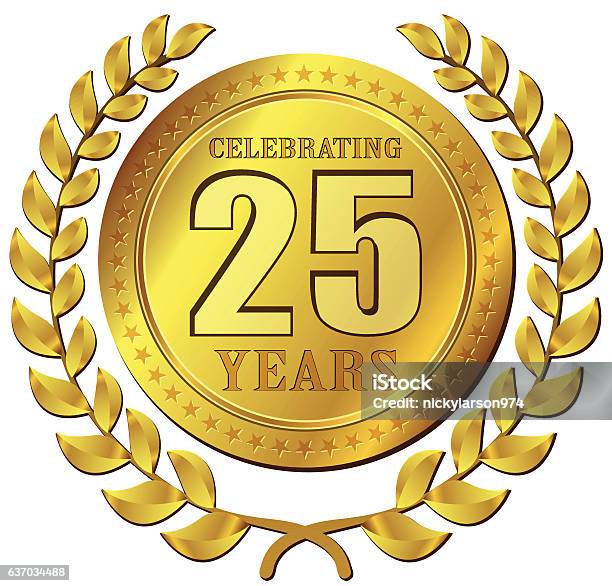 Anniversary Celebration Gold Icon Stock Illustration - Download Image Now - 25-29 Years, Celebration, Business