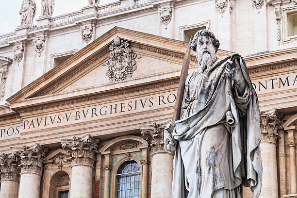 Paul the Apostle and St Peter Basilica in Vatican stock photo