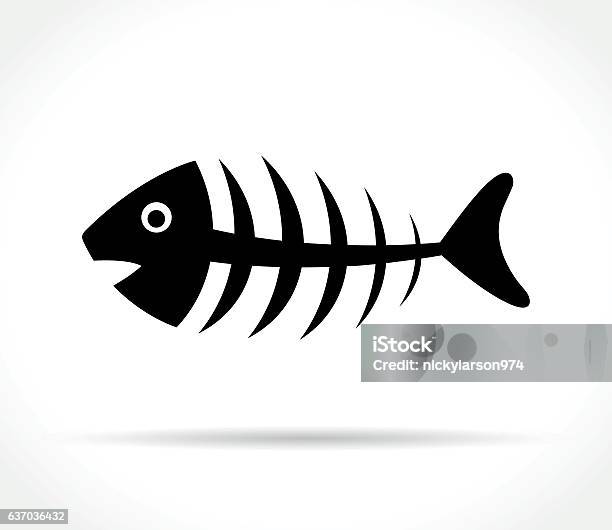 Fishbone Icon On White Background Stock Illustration - Download Image Now - Animal Skeleton, Fish, Animal