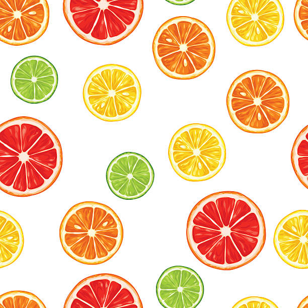 istock Seamless pattern with citrus fruits slices. Mix of lemon lime 637037538