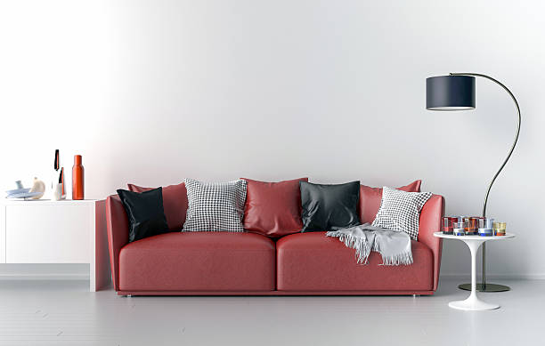 istock Living room with blank wall in background 637039990