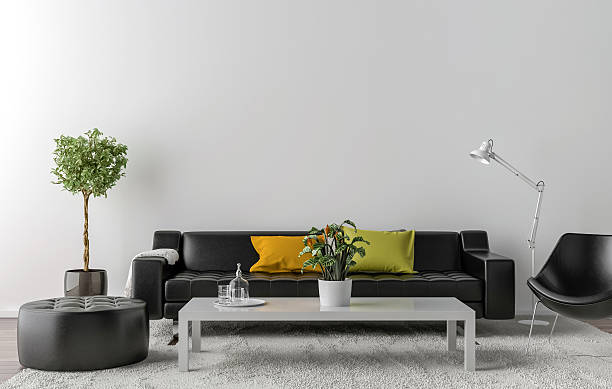 istock Empty living room with white wall in the background 637040190
