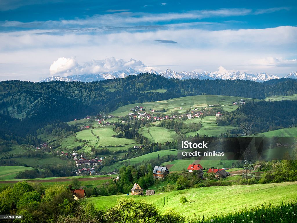 Blick auf Pieniny und Hohe Tatra von Gorce Bergen - Lizenzfrei Polen Stock-Foto