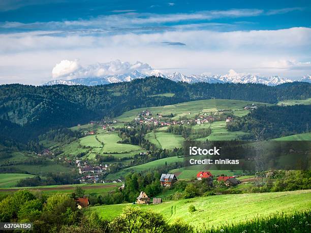 Blick Auf Pieniny Und Hohe Tatra Von Gorce Bergen Stockfoto und mehr Bilder von Polen - Polen, Berg, Dorf