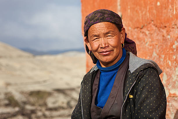 Korzok village on Lake Tso Moriri in the Himalayas, Ladakh, mountain lake, India