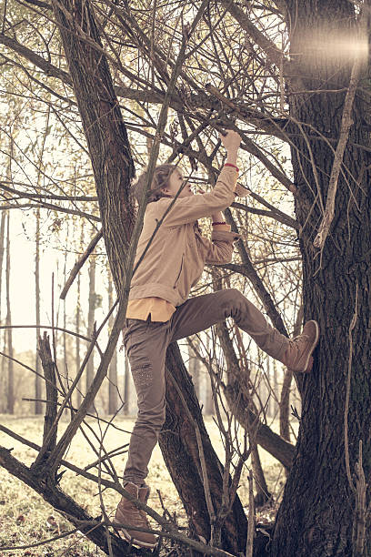 istock Girl climbing on the tree. 637044346