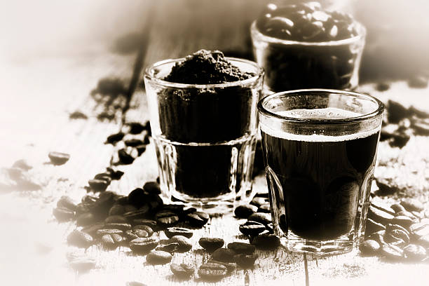 istock Black and white. Old photo imitation. Black coffee 637045722