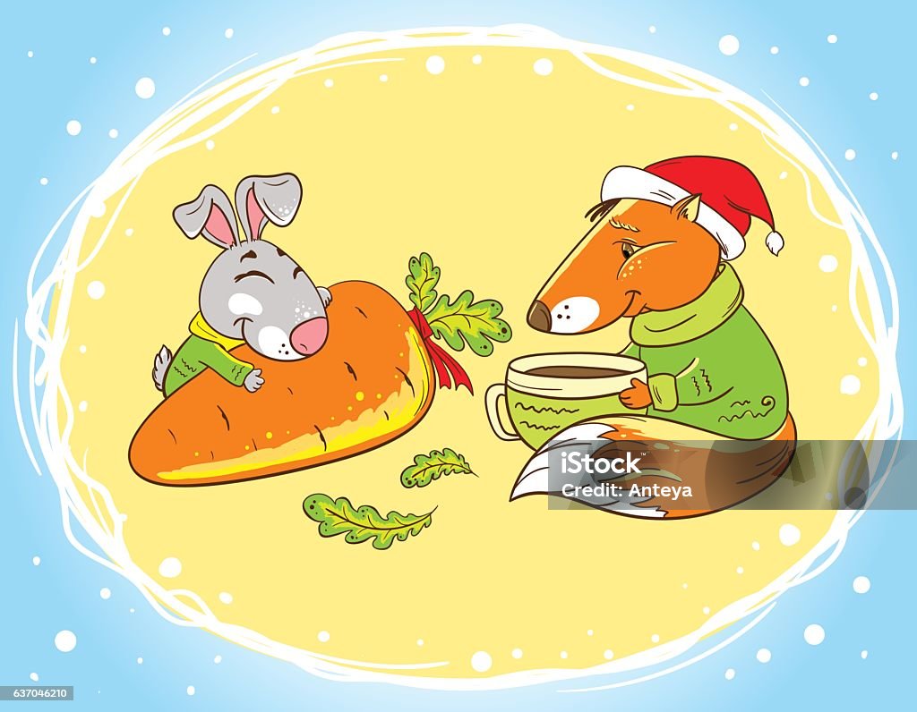 Fox From Rabbit Printable Image Rabbit With A Fox Stock Illustration - Download Image Now - Animal ...