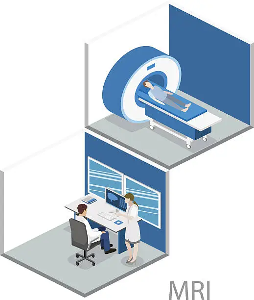 Vector illustration of Isometric flat 3D concept vector hospital medical mri web illustration.