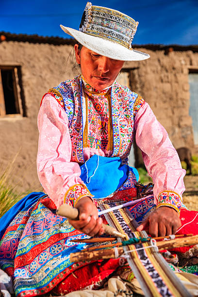 istock Peruvian woman weaving near Colca Canyon, Peru 637048786