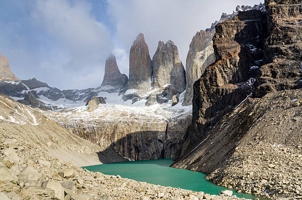 vista panoramica sul trekking torres del paine - chilean culture chile forest the americas foto e immagini stock