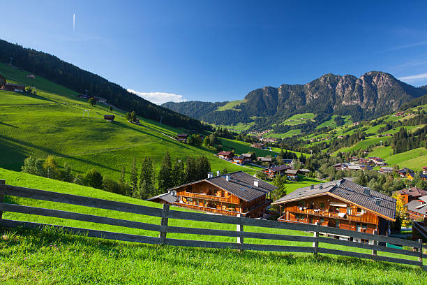 il villaggio di inneralpbach nella valle di alpbach, austria - alpine upland foto e immagini stock