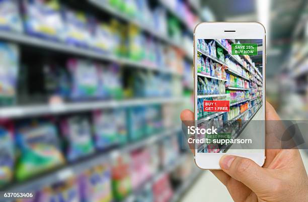 Application Of Augmented Reality In Retail Business Concept Stock Photo - Download Image Now