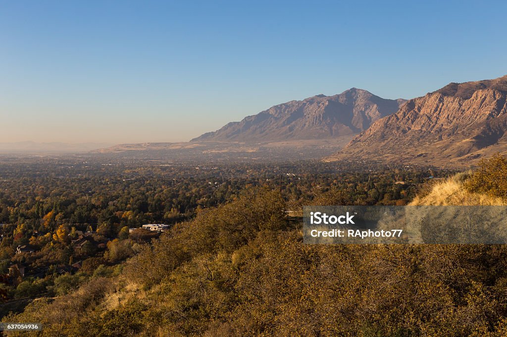 View Above Ogden Utah View looking out over the city of Ogden Utah with the mountains in the background. Ogden - Utah Stock Photo