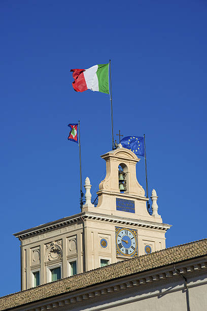 istock Quirinal Hill clocktower and Italian Flag 637055378