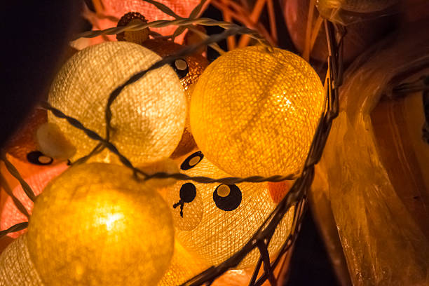 Hanging Fancy light bulbs with glowing and lighting.