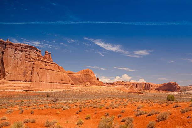 istock Sandstone monuments, Arches National Park, Utah 637056422