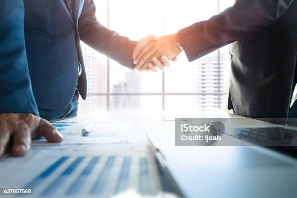 Business Partnership Meeting Concept Stock Photo - Download Image Now - Partnership - Teamwork, Handshake, Businessman