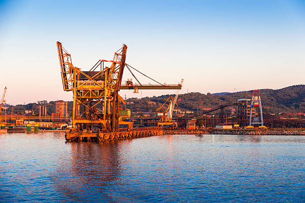 Piombino industrial port in Tuscany stock photo