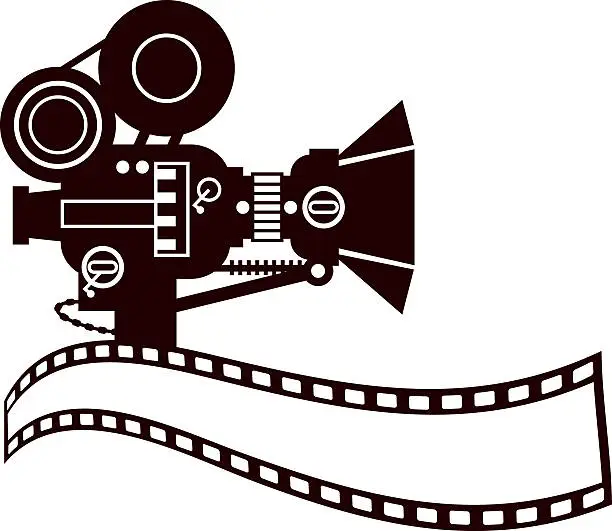 Vector illustration of Vintage Movie Camera Clip Art