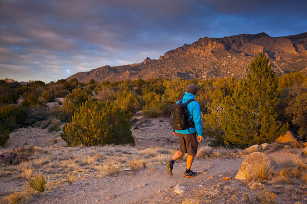 istock hiking man sunset nature 637062106