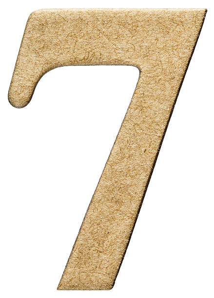 istock 7, seven, numeral from cardboard, isolated on white background 637066370