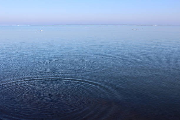 istock Clear water surface lake with concentric circles of water 637068090