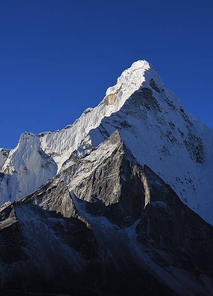istock Pointed mt Ama Dablam and azure blue sky 637070068