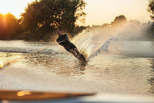 istock Water skier in action on the lake 637070608