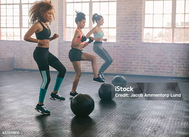 Women Exercising In Aerobics Class Stock Photo - Download Image Now - Exercise Class, Women, Exercising