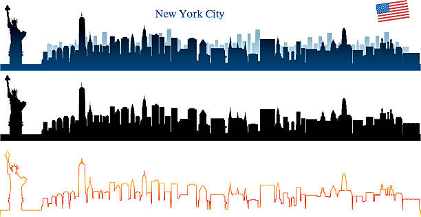 illustrazioni stock, clip art, cartoni animati e icone di tendenza di skyline di new york  - wall street