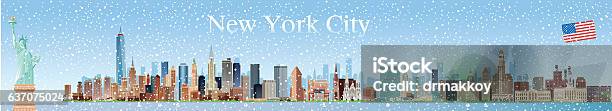 New York City Skyline Stock Illustration - Download Image Now - New York City, New York State, Snow