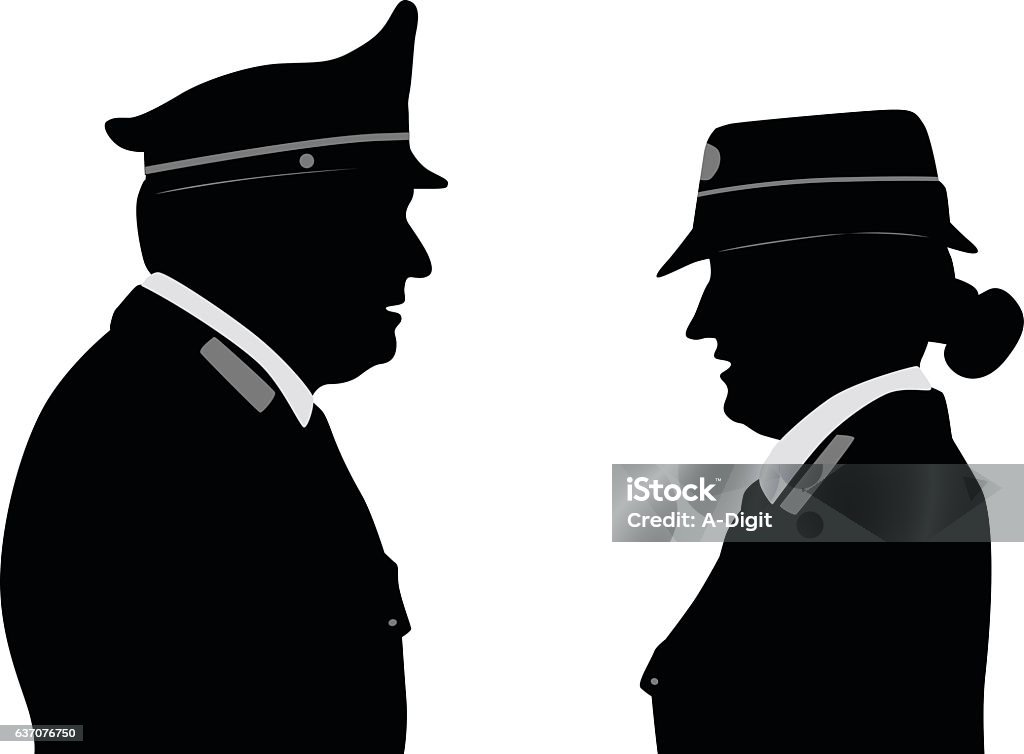 Police Profile Italy Silhouette illustration of the profile a a female and a male police officers in Italy. In Silhouette stock vector