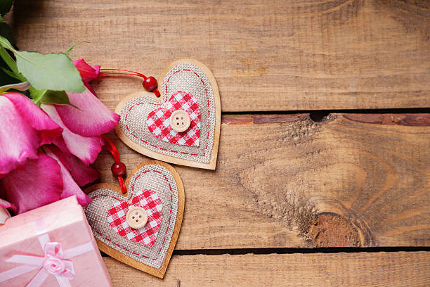 istock Roses, heart shapes and gift box 637078768