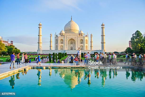 Tourists At Taj Mahal Stock Photo - Download Image Now - Taj Mahal, Tourist, Tourism