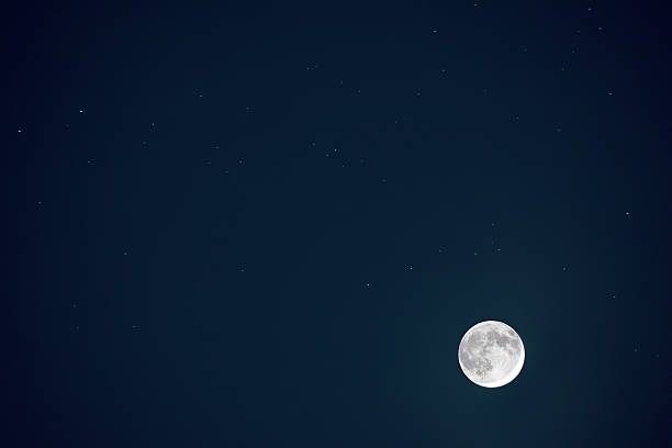 istock Full blue moon with star at dark night sky background 637080256