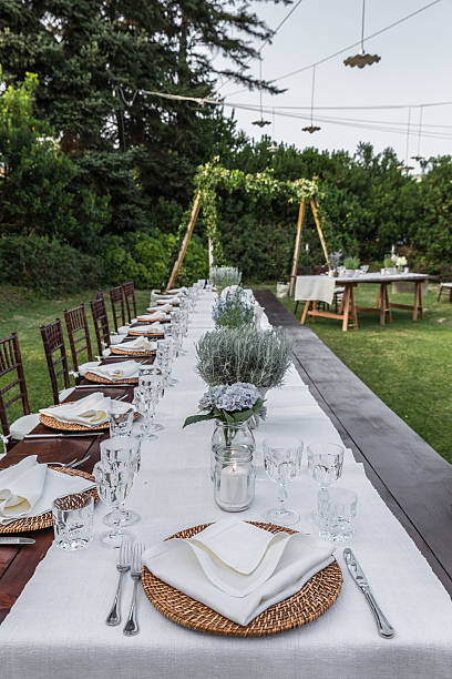 istock Laid tables for the gala dinner of the wedding 637080978