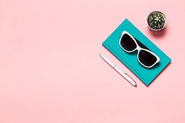 istock Creative flat lay photo of workspace desk with aquamarine notebook 637081022