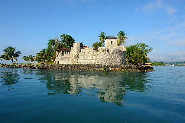 Spanish colonial fort, the Castillo de San Felipe de Lara  on Rio Dulce in Guatemalan city Livingstone