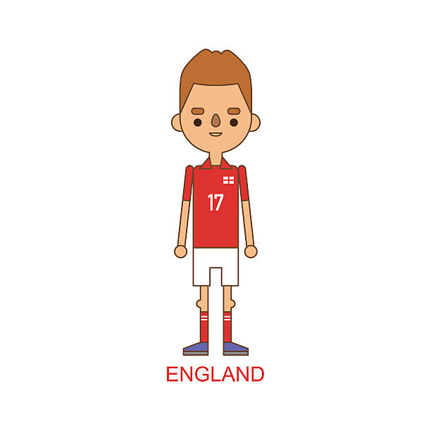 national england fußball-fußballer vektor-illustration - england map soccer soccer ball stock-grafiken, -clipart, -cartoons und -symbole