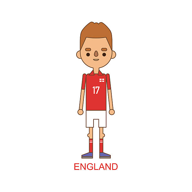 ilustrações de stock, clip art, desenhos animados e ícones de national england soccer football player vector illustration - england map soccer soccer ball