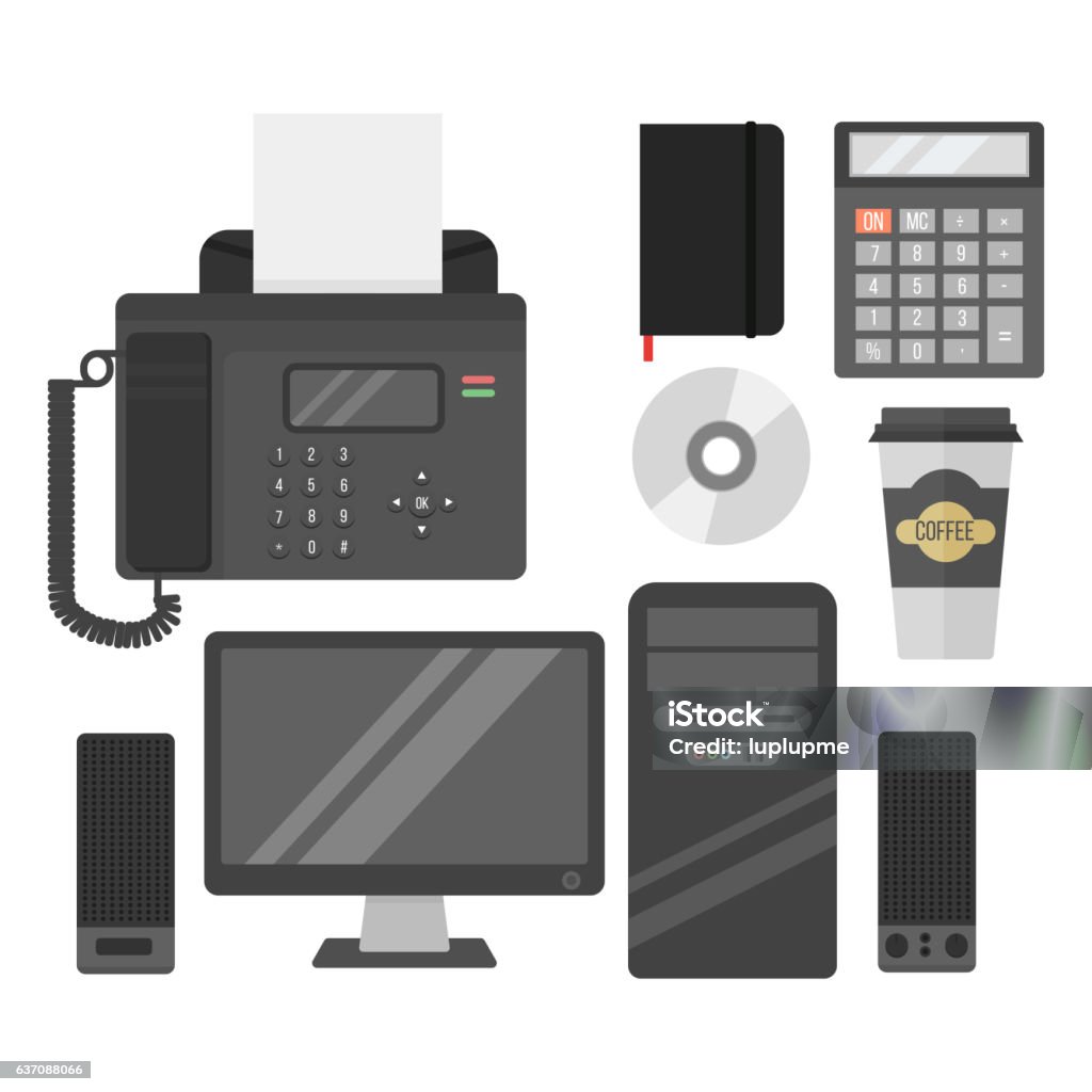 computer equipment royalty free vector image -... Computer Office Equipment Vector Stock Illustration - Download Image ...