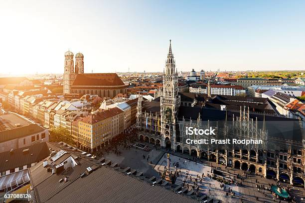 Aerial View On Munich Old Town Hall In Munich Germany Stock Photo - Download Image Now