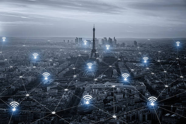 istock Paris smart city scape and network connection concept, wireless 637088602