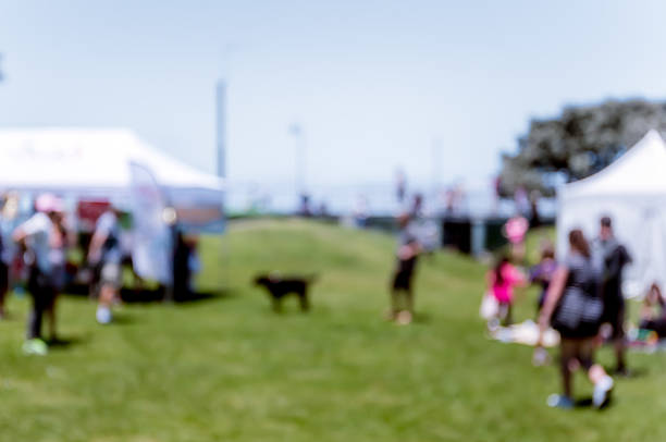 istock Blur defocused background of people in park 637092552