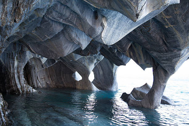 Marble Caves in General Carrera lake, Chile Marble Caves in General Carrera lake, Chile Chico, Patagonia, Chile marble caves patagonia chile stock pictures, royalty-free photos & images