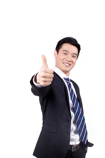 istock Businessman laughing with fists up 637096814