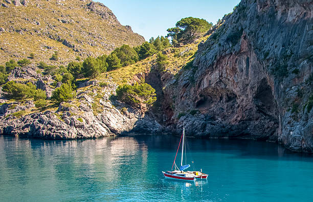 istock Boat in the Mediterranean Sea bay, Mallorca Spain 637096874
